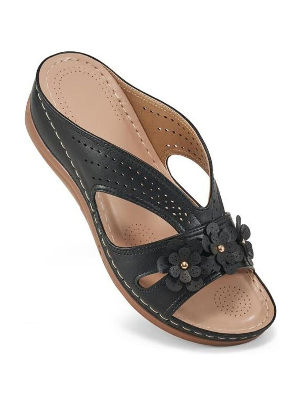 Womens Wedge Sandals Slip On Summer Platform Slides Comfy Open Toe Shoes